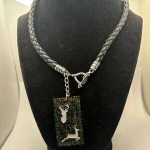 Black & Green Deer Necklace